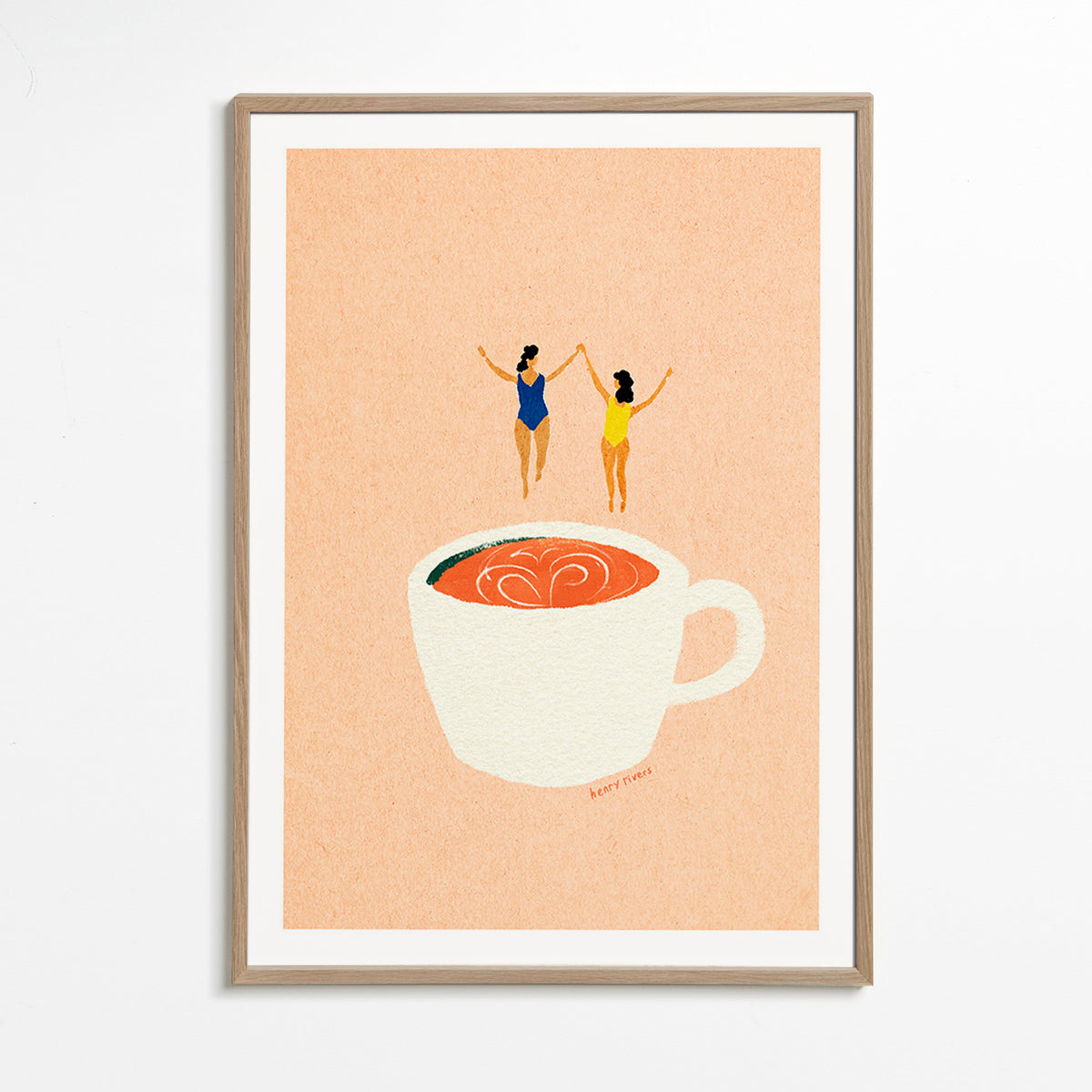 Keuken kunst met kop en zwemmers – Oak Frame