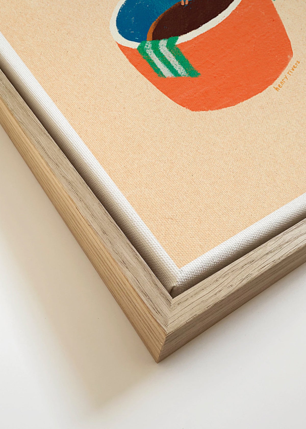 Keuken kunst met geillustreerde koffiekop en figuur – Canvas detail