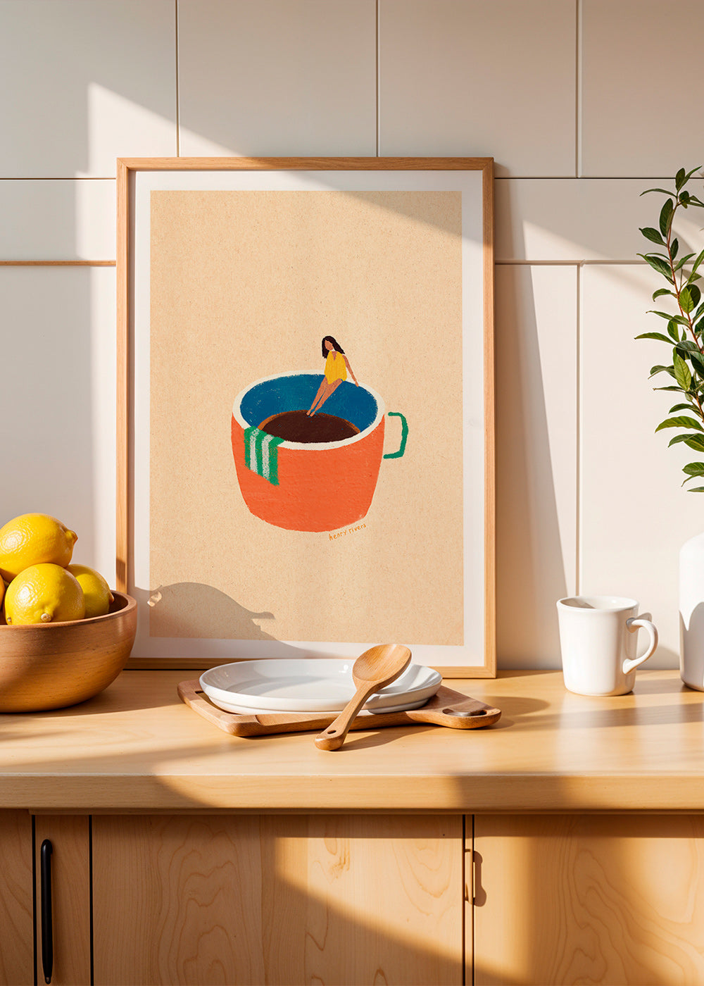 Keuken kunst met geillustreerde koffiekop en figuur – Product1
