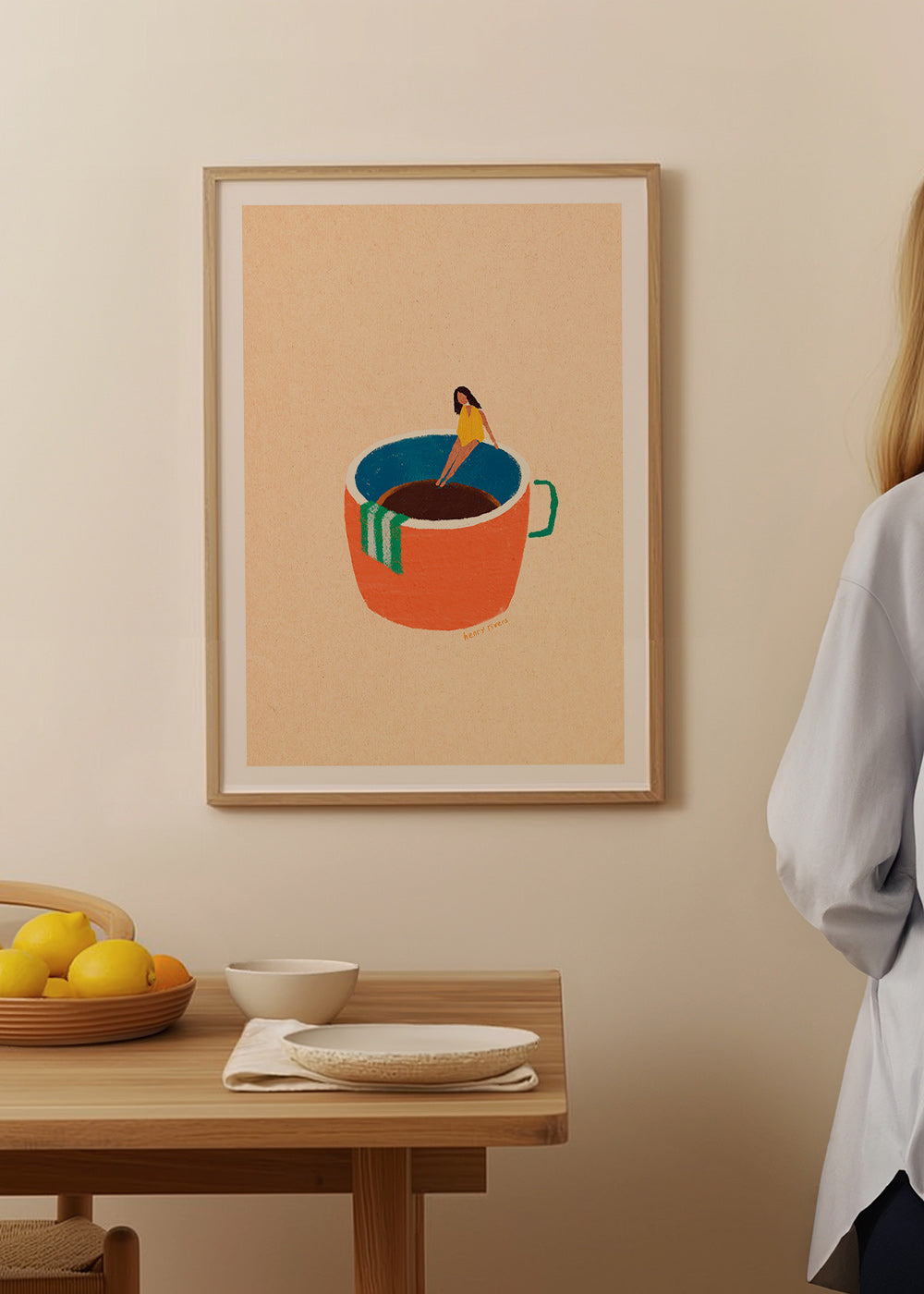 Keuken kunst met geillustreerde koffiekop en figuur – Product3