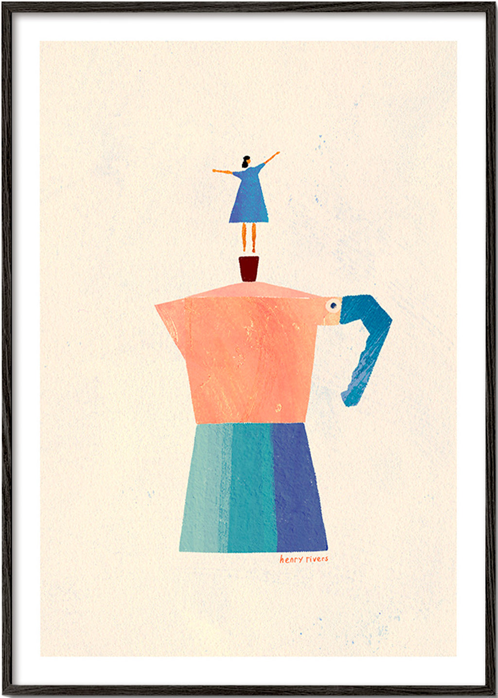 Keuken kunst met speelse moka-silhouet – Black Frame