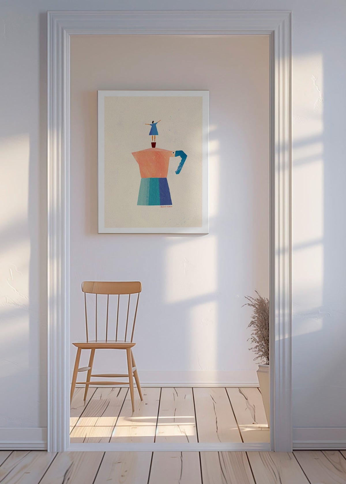 Keuken kunst met speelse moka-silhouet – Canvas