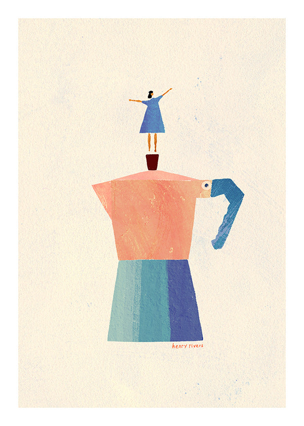 Keuken kunst met speelse moka-silhouet