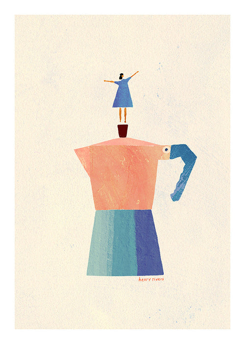 Keuken kunst met speelse moka-silhouet