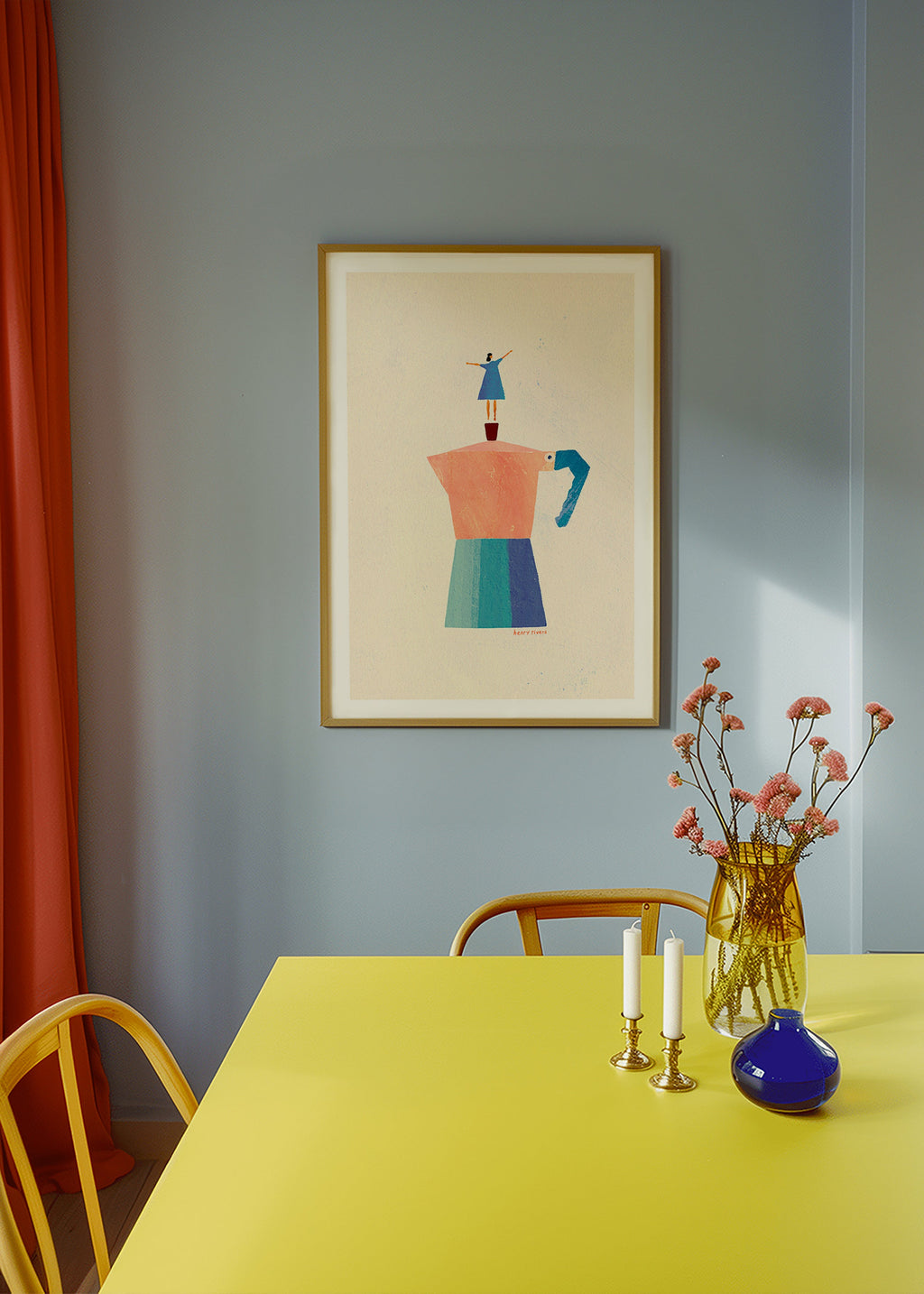 Keuken kunst met speelse moka-silhouet – Product2