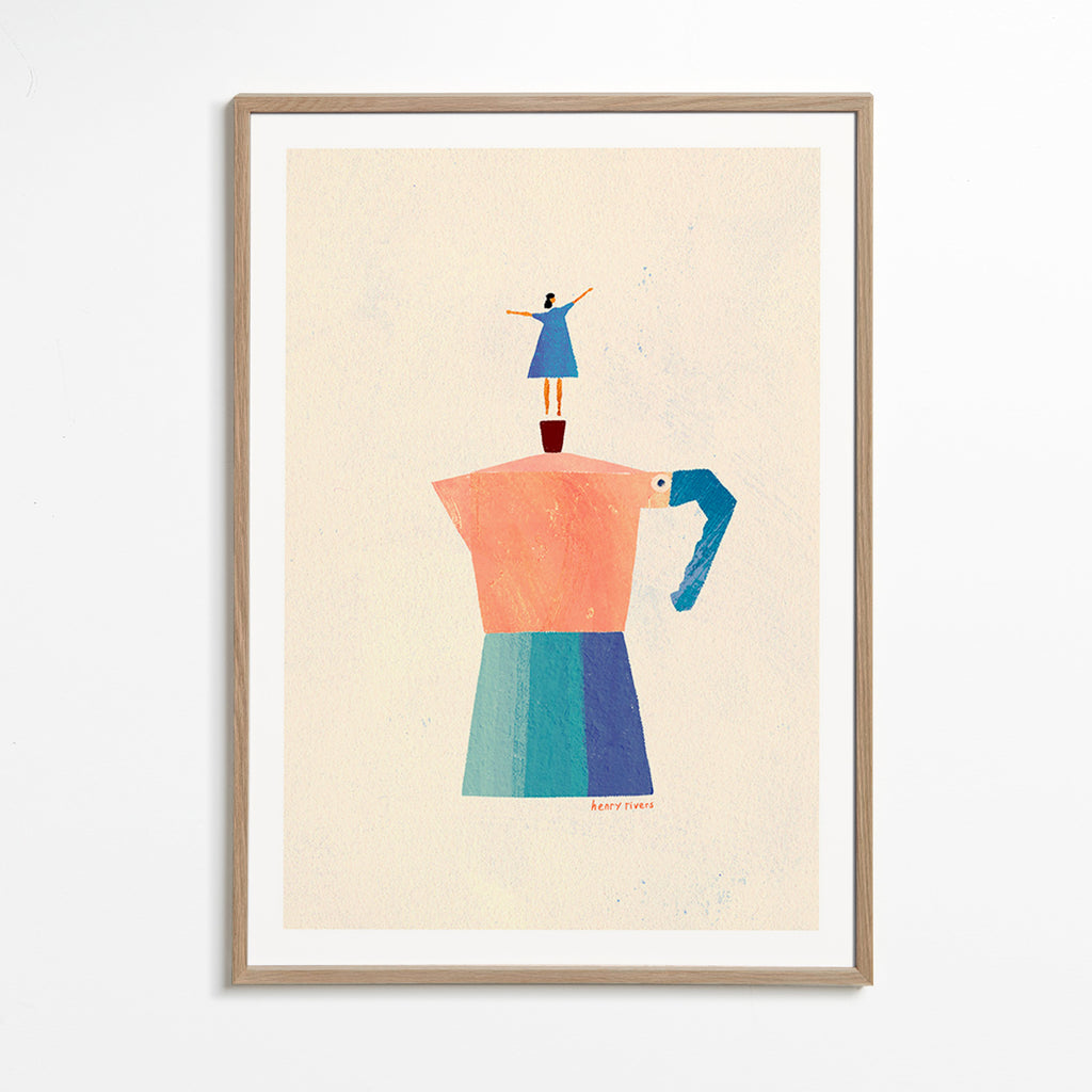 Keuken kunst met speelse moka-silhouet – Oak Frame