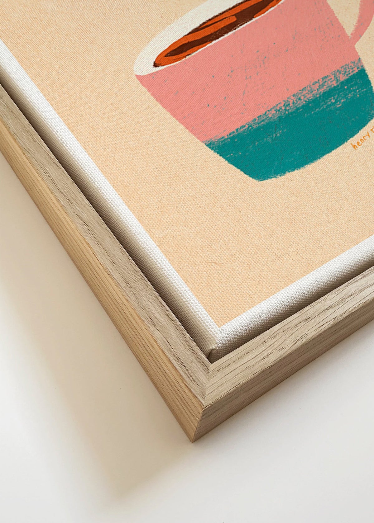 Keuken kunst met roze kop en duiker – Canvas detail