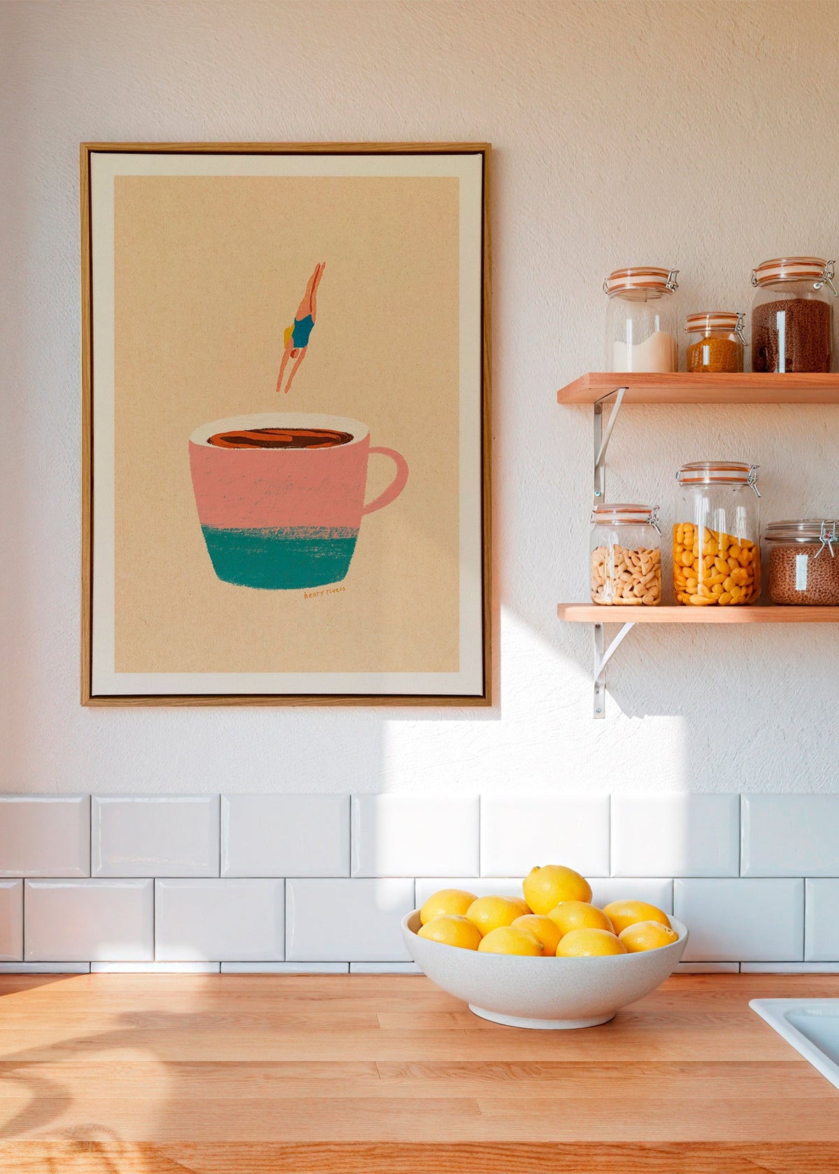 Keuken kunst met roze kop en duiker – Canvas1