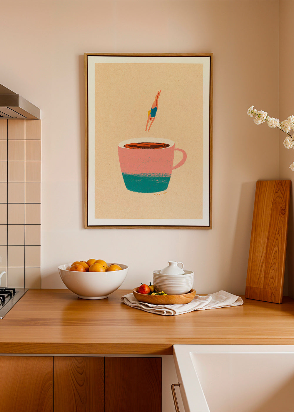 Keuken kunst met roze kop en duiker – Canvas2