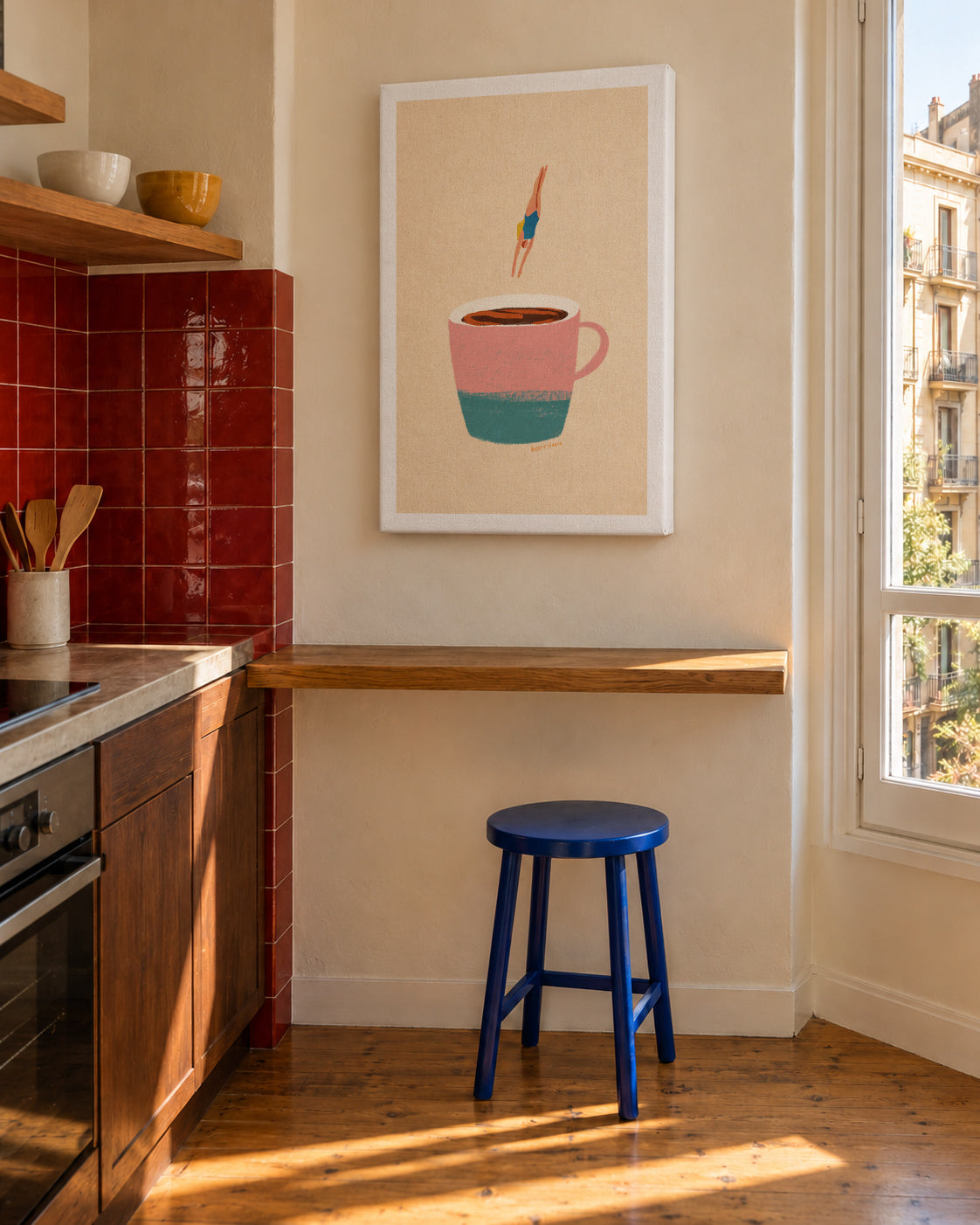 Hello Coffee - Unframed canvas in an interior