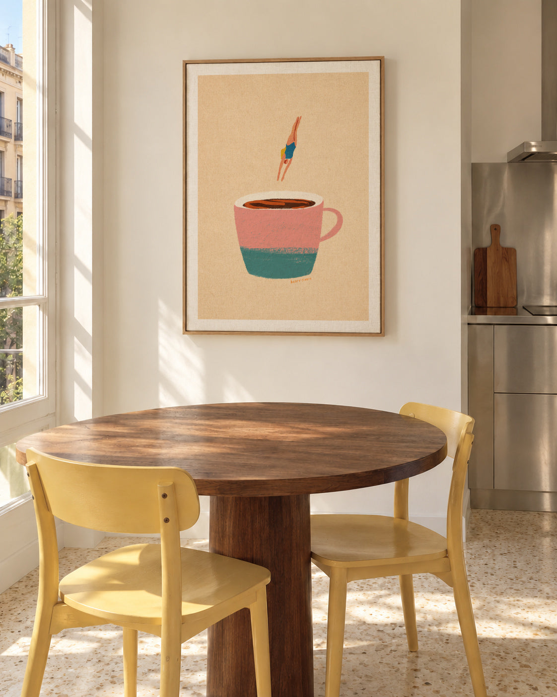 Hello Coffee - Framed canvas in an interior
