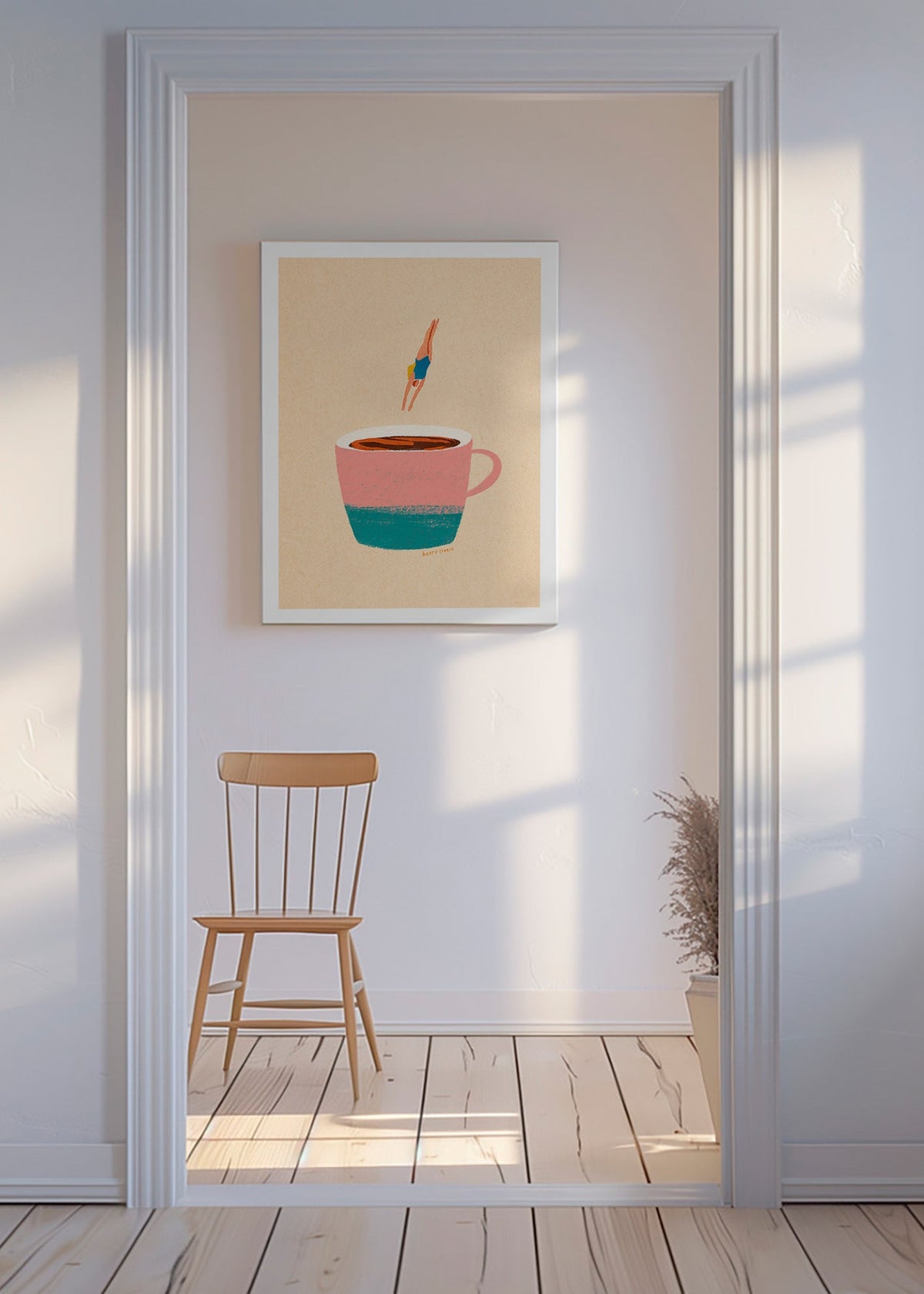 Keuken kunst met roze kop en duiker – Canvas