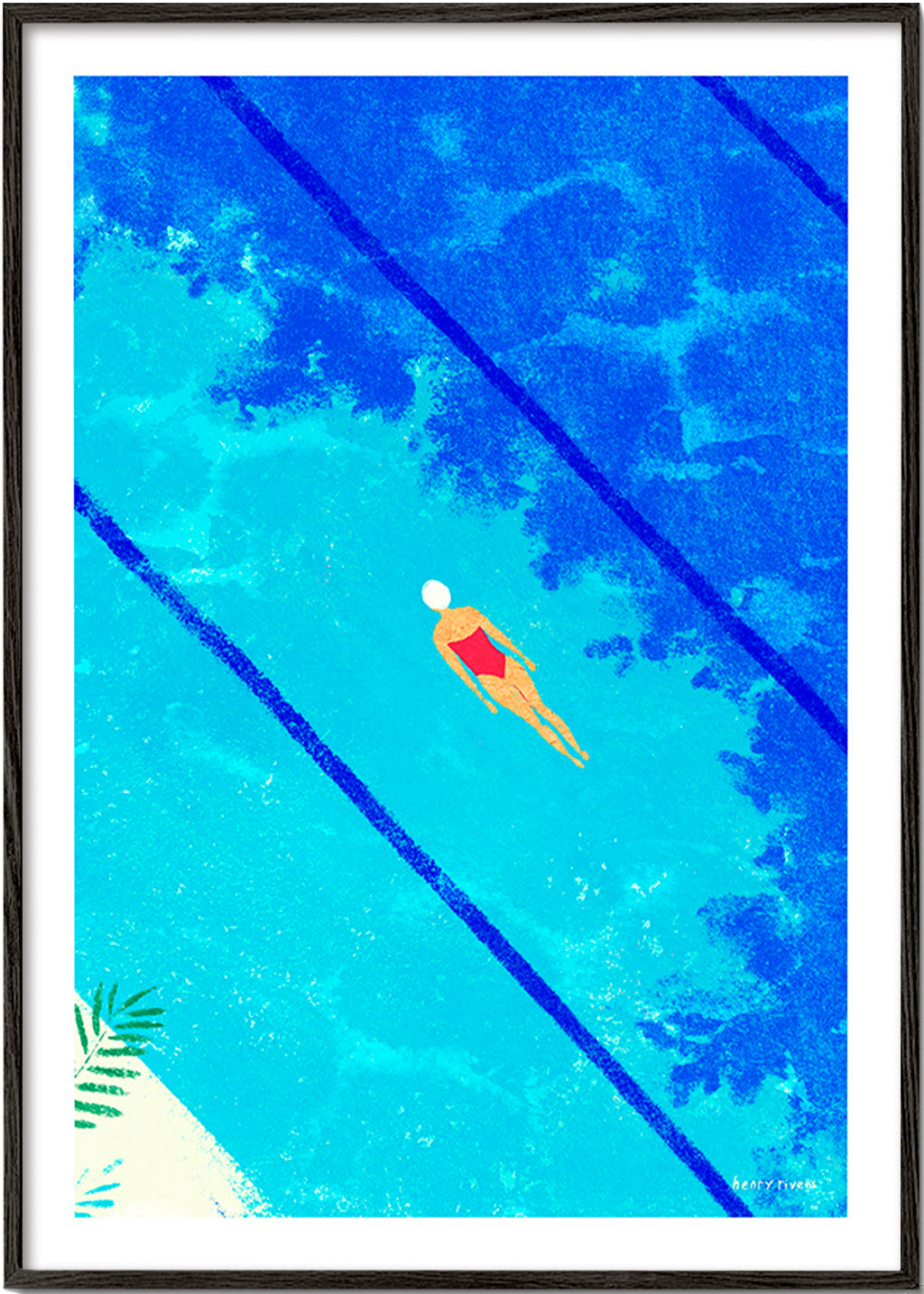 Illustratie zwemmer in zwembad – Black Frame