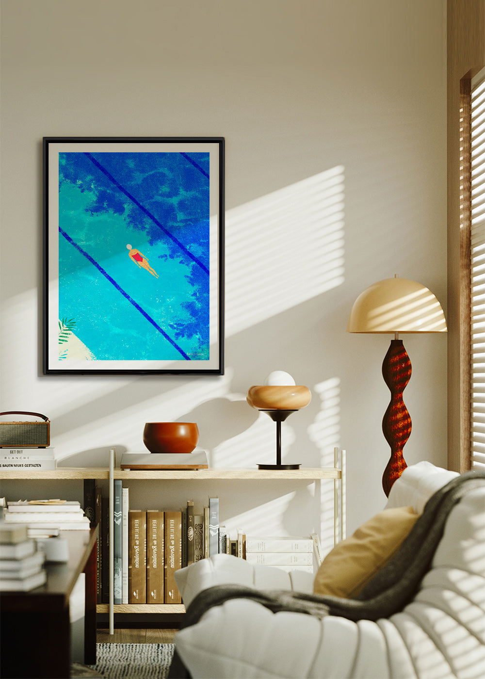 Illustratie zwemmer in zwembad – Canvas1
