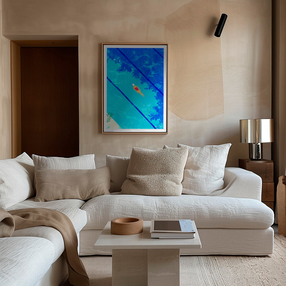 Illustratie zwemmer in zwembad – Canvas2