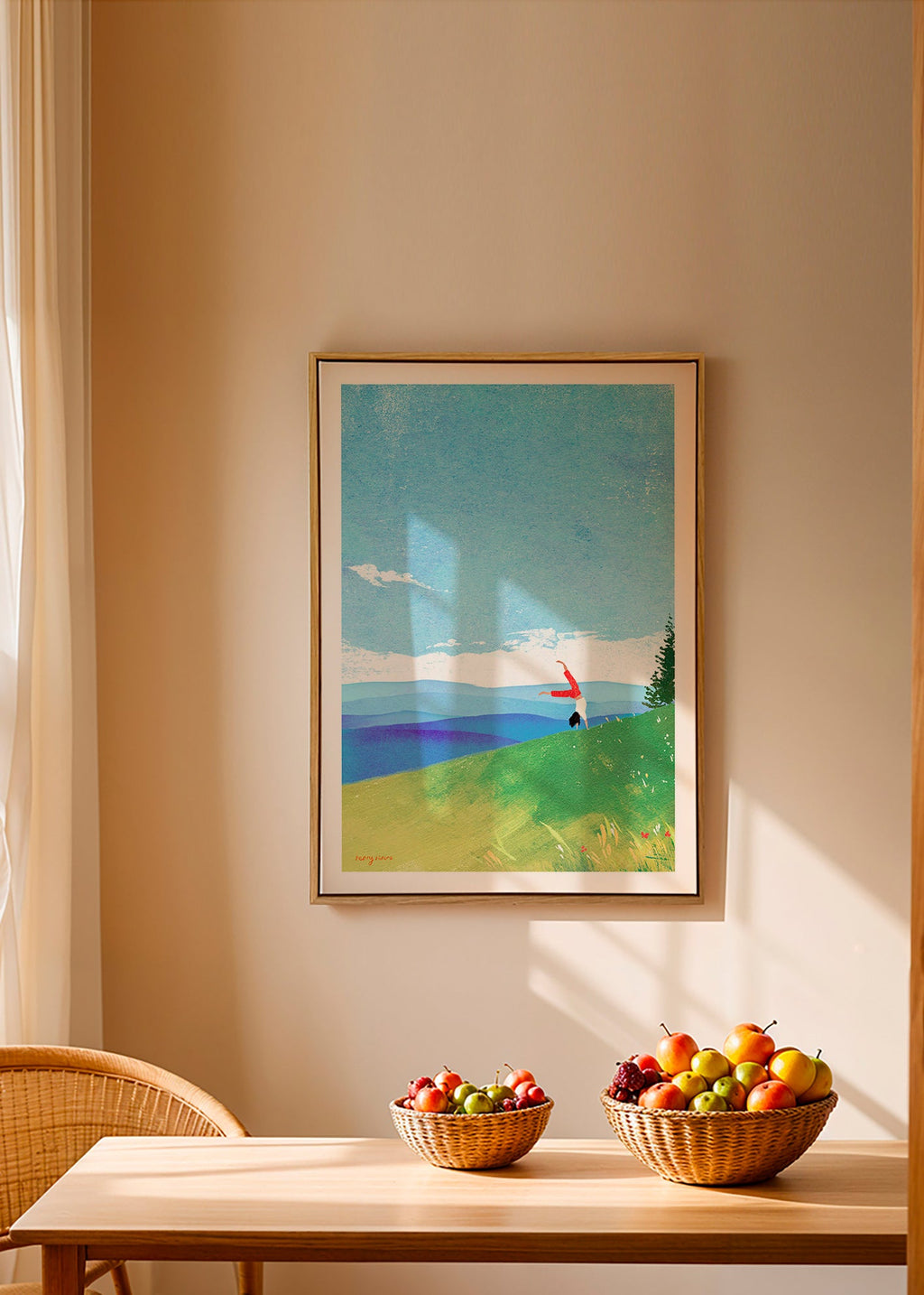 Landschap kunst met handstand op heuvel – Canvas1