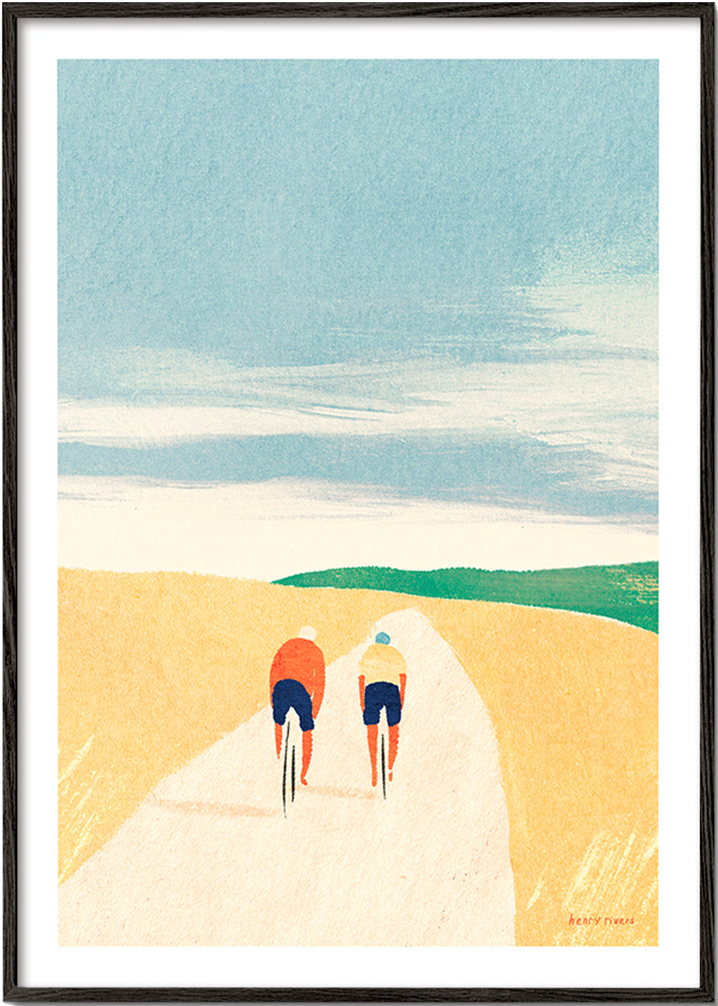 Sportkunst: twee fietsers op een landweg – Black Frame
