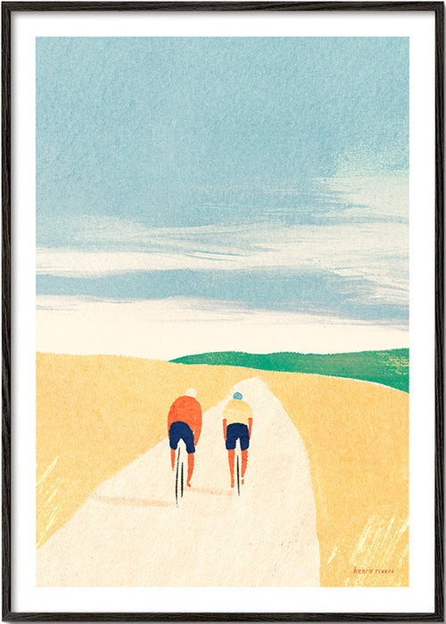 Sportkunst: twee fietsers op een landweg – Black Frame
