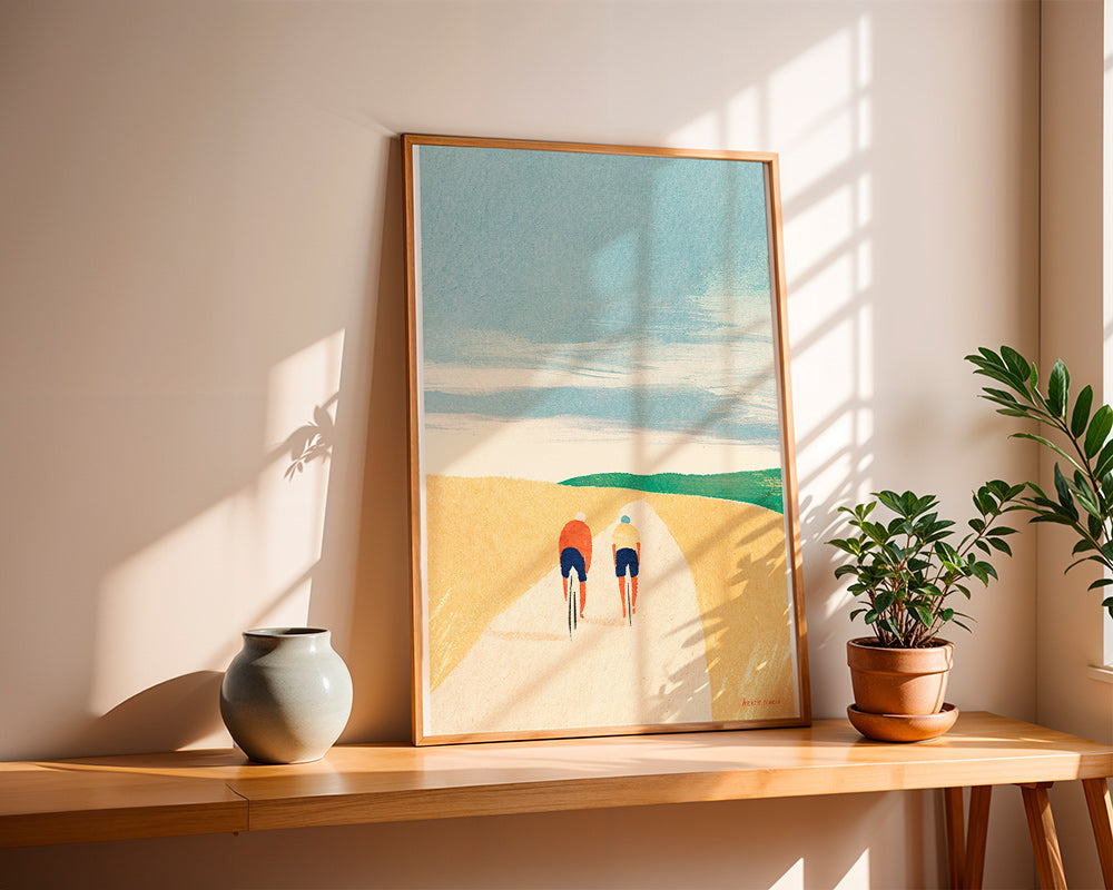Sportkunst: twee fietsers op een landweg – Product3