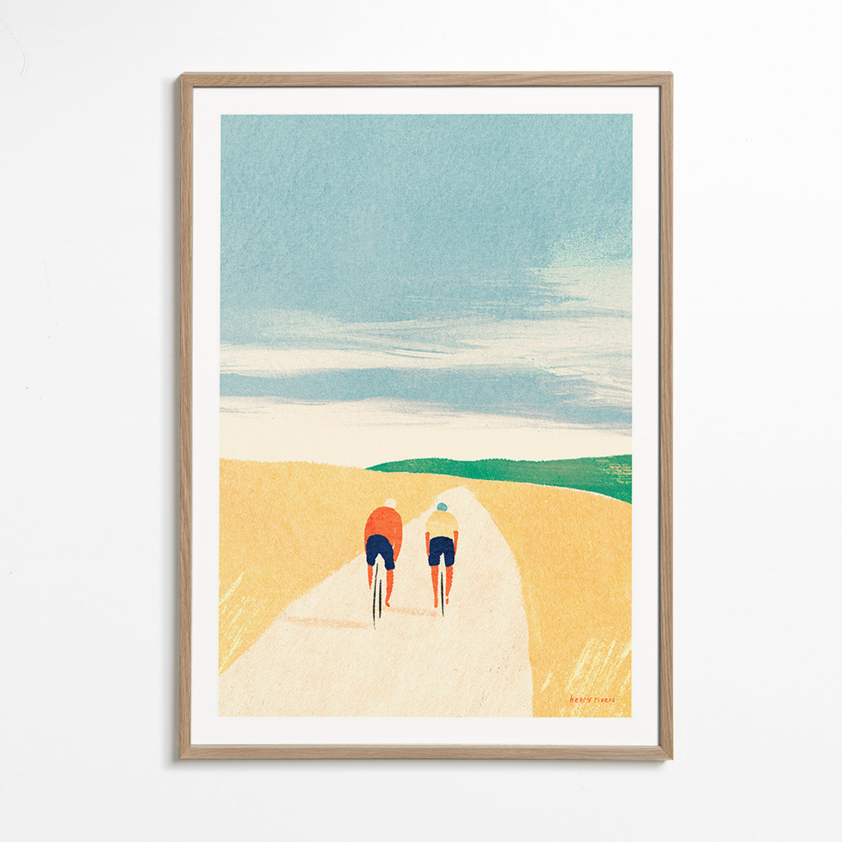 Sportkunst: twee fietsers op een landweg – Oak Frame