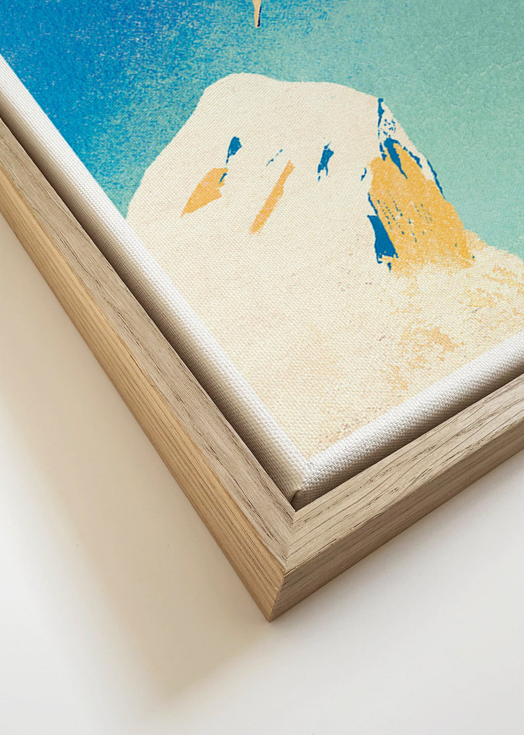 Illustratie: kliffen-duik tegen uitgestrekte blauwe lucht – Canvas detail