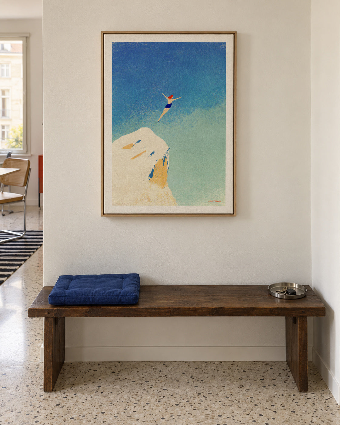 Flying - Framed canvas in an interior