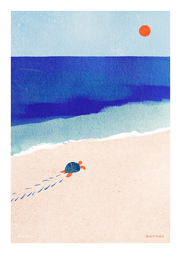 Illustratie schildpad op het strand