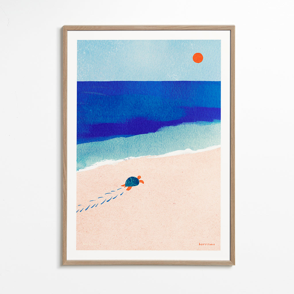 Illustratie schildpad op het strand – Oak Frame