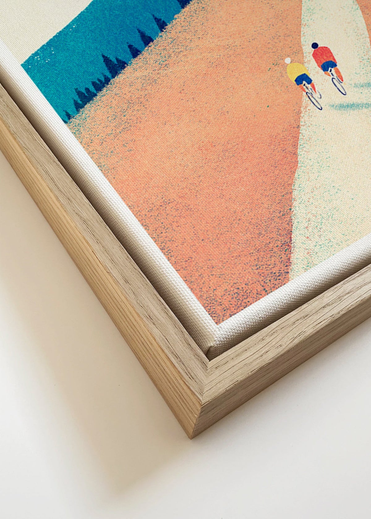 Keuken kunst met twee fietsers op een zonovergoten pad – Canvas detail