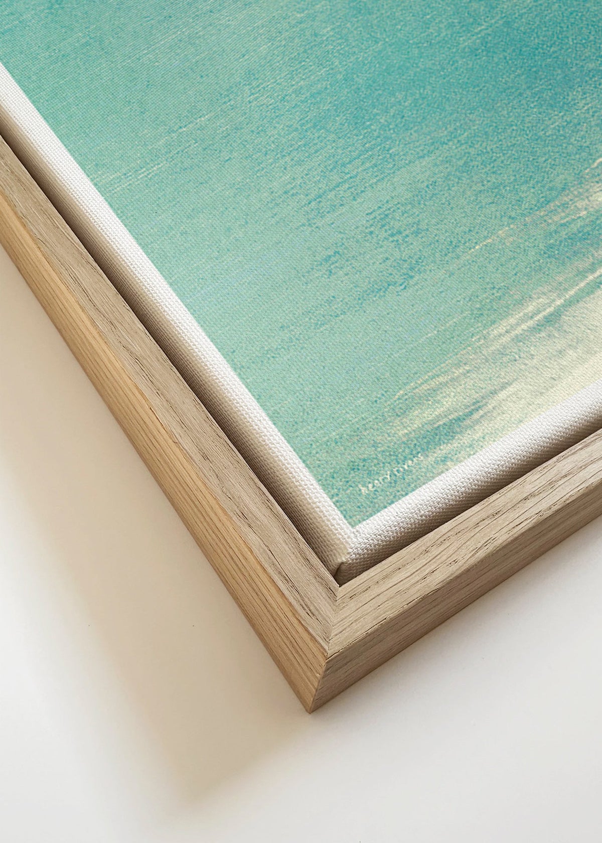 Landschap kunst: zwemmer op kalme horizon – Canvas detail