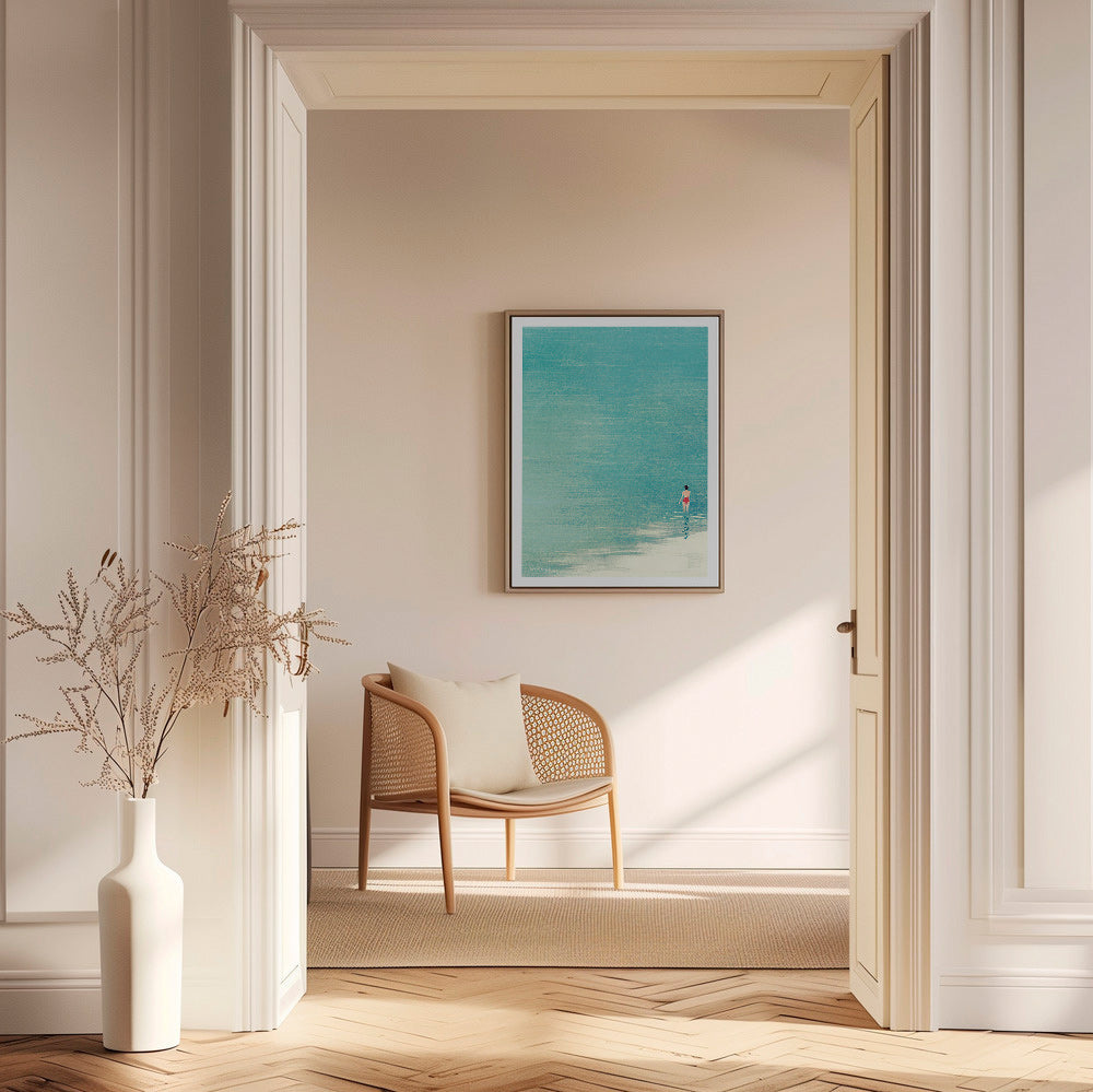 Landschap kunst: zwemmer op kalme horizon – Canvas1