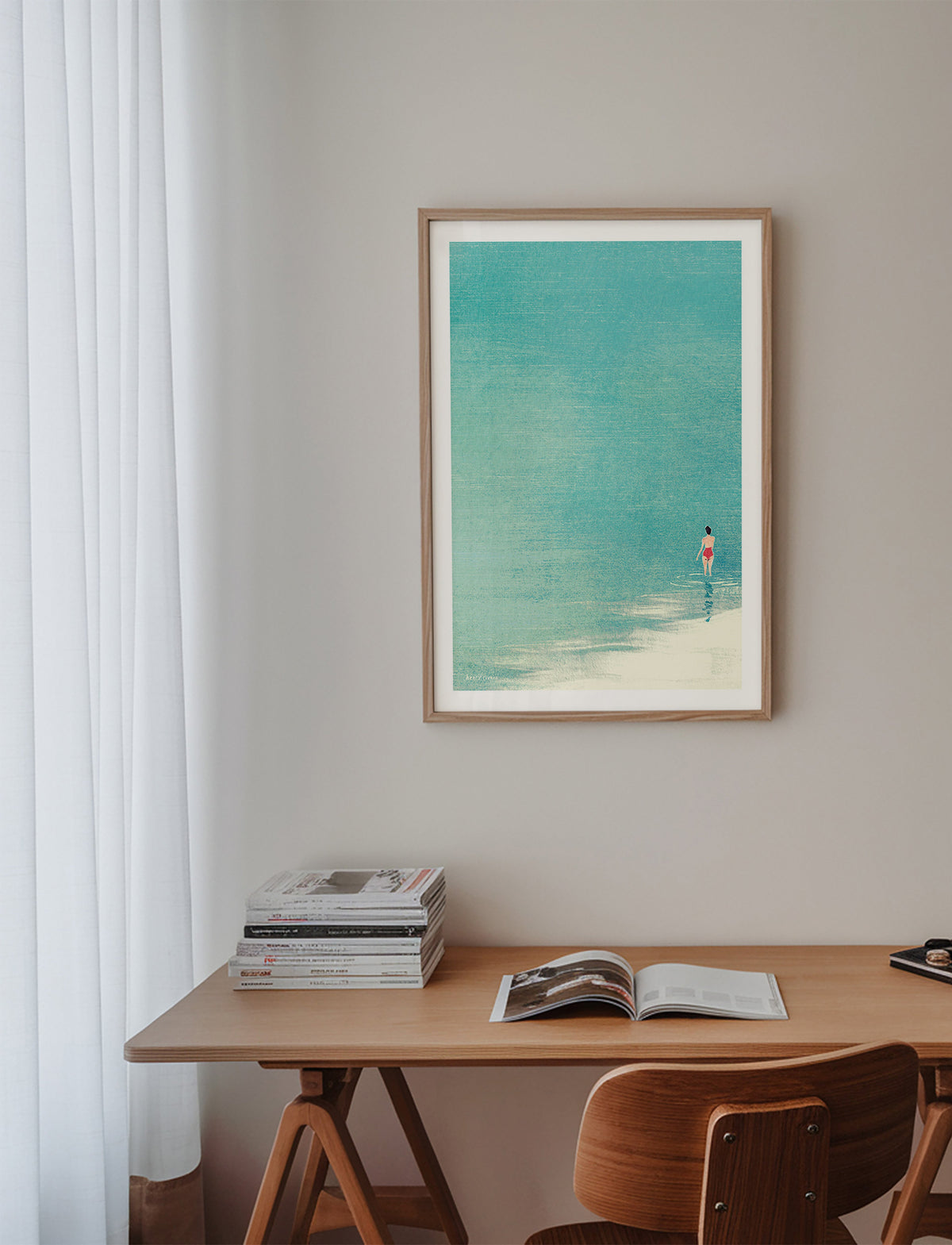 Landschap kunst: zwemmer op kalme horizon – Product1