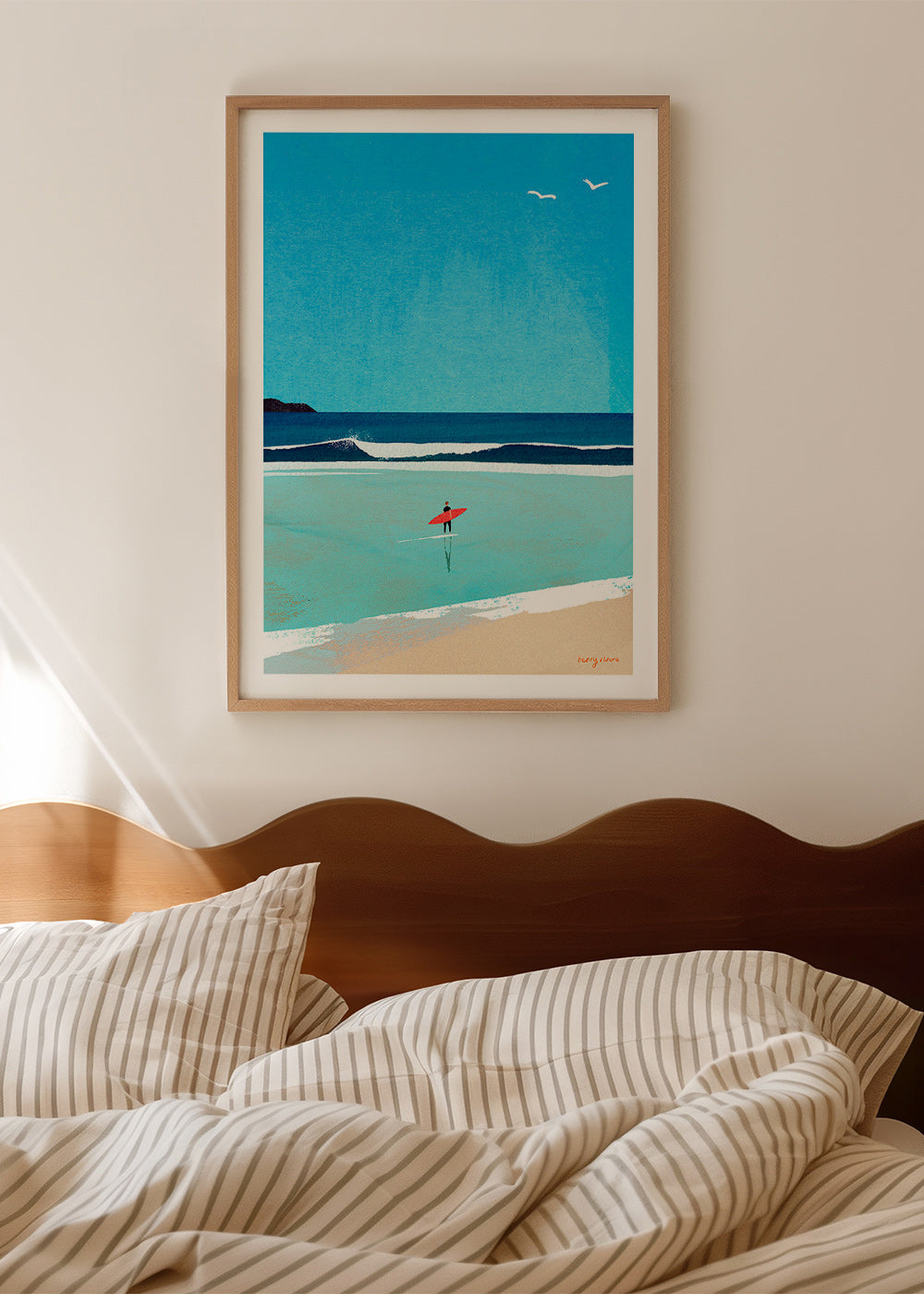 Sport kunst: surfer aan de oever – Product1