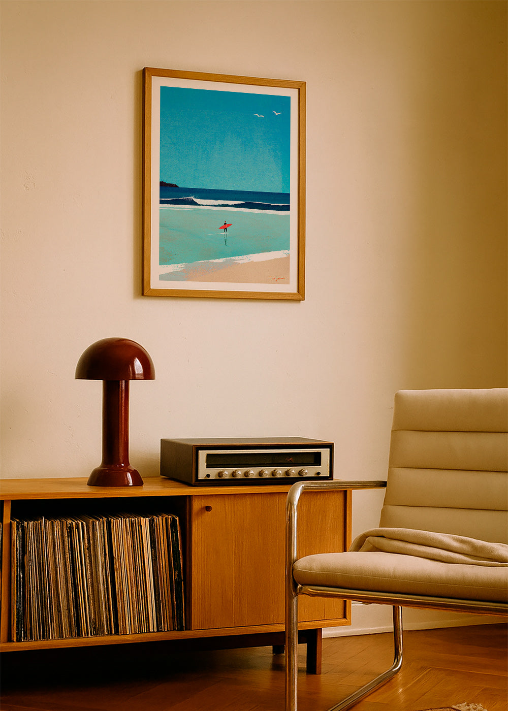 Sport kunst: surfer aan de oever – Product3