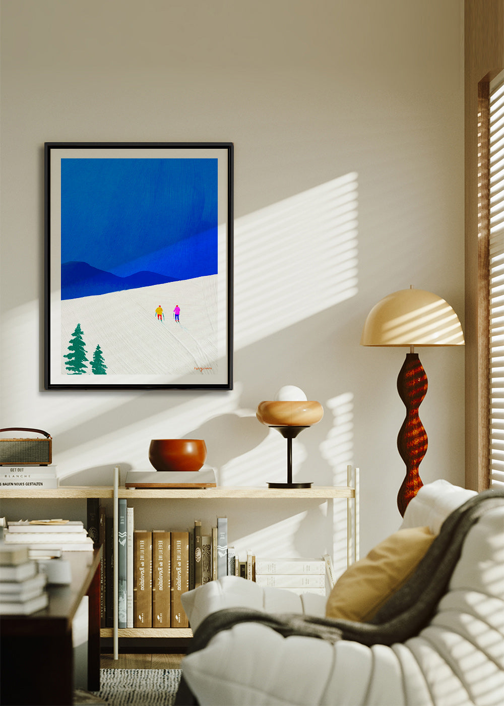 Sportkunst: twee skiërs op de helling – Canvas1