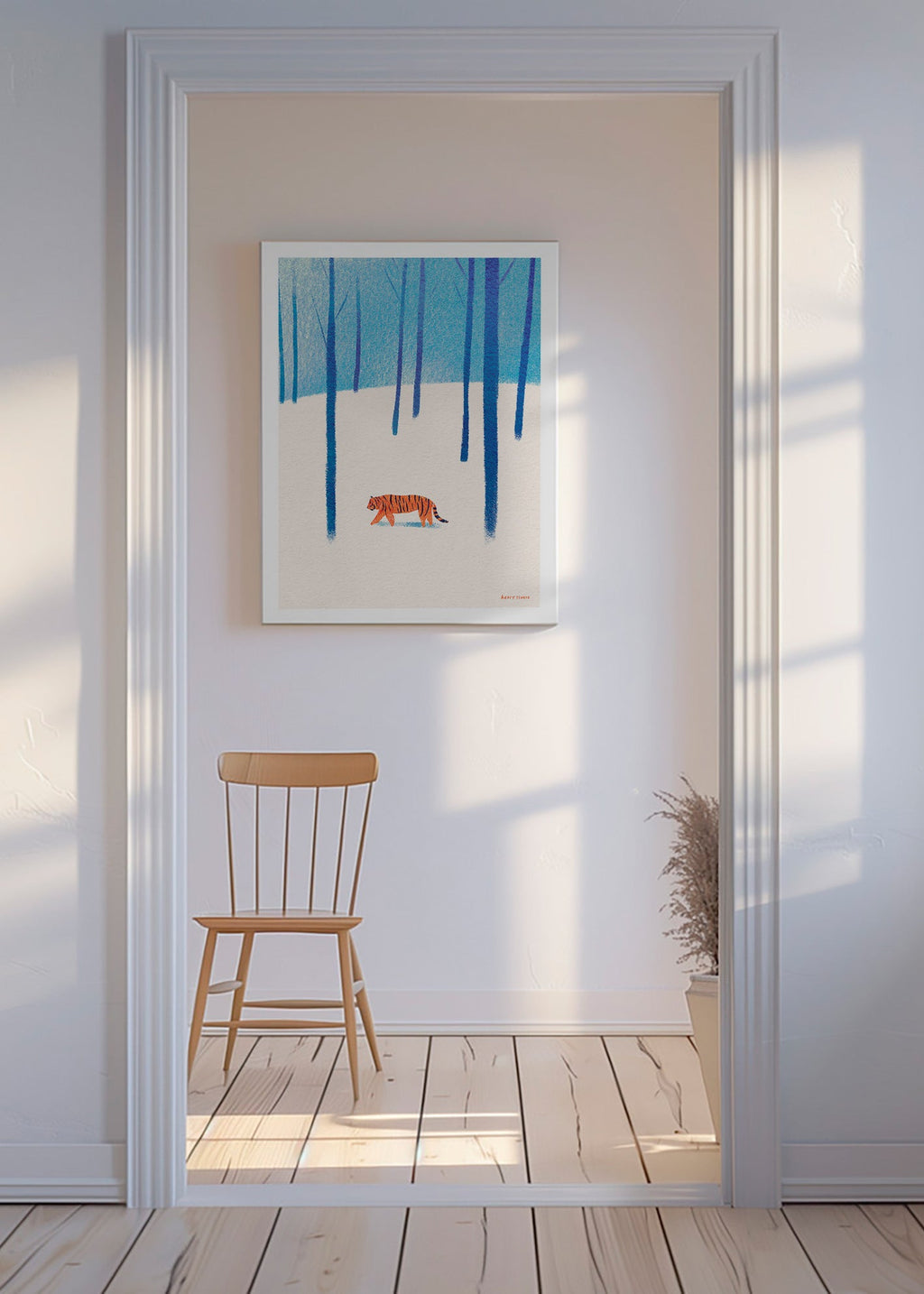 Dierenposter tijger in de sneeuw – Canvas