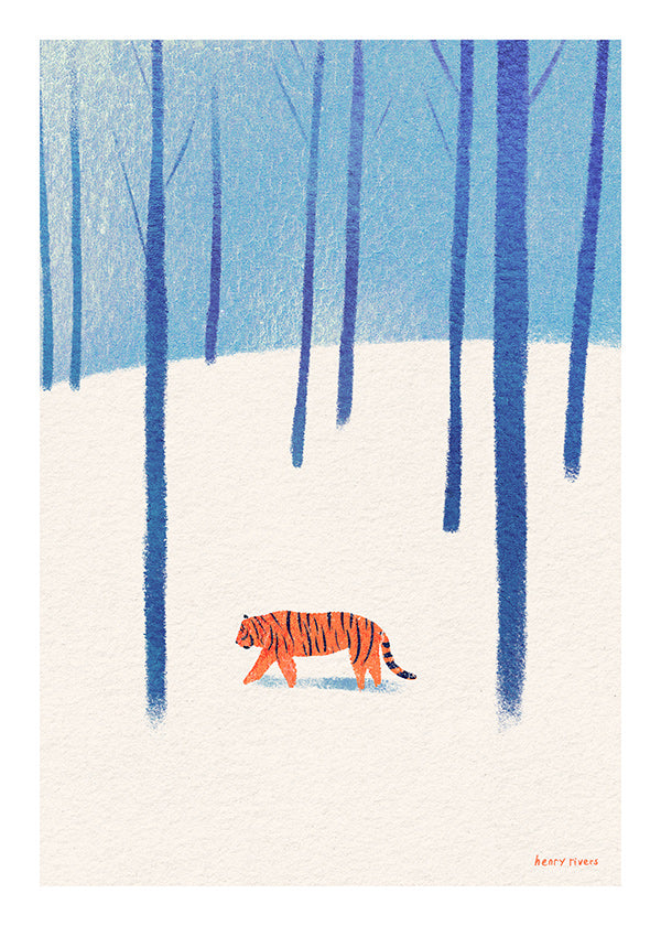 Dierenposter tijger in de sneeuw