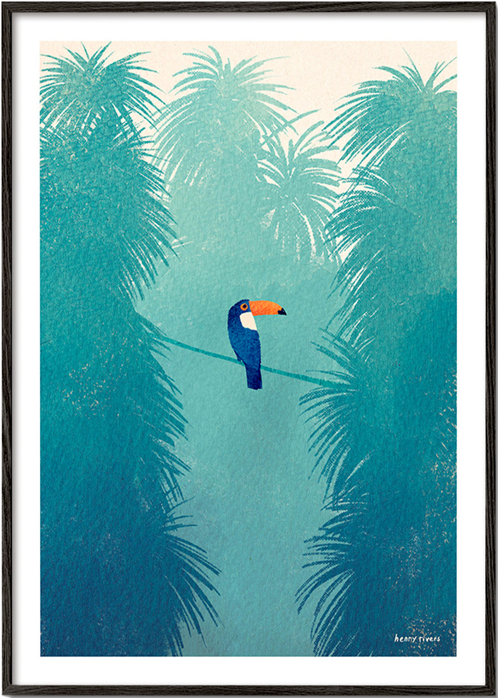 Toekan op tropische tak poster – Black Frame