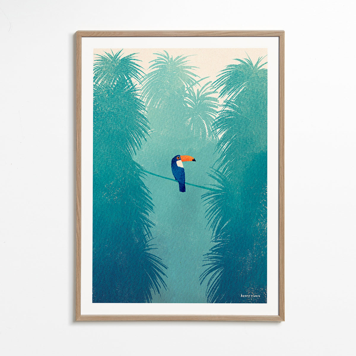 Toekan op tropische tak poster – Oak Frame