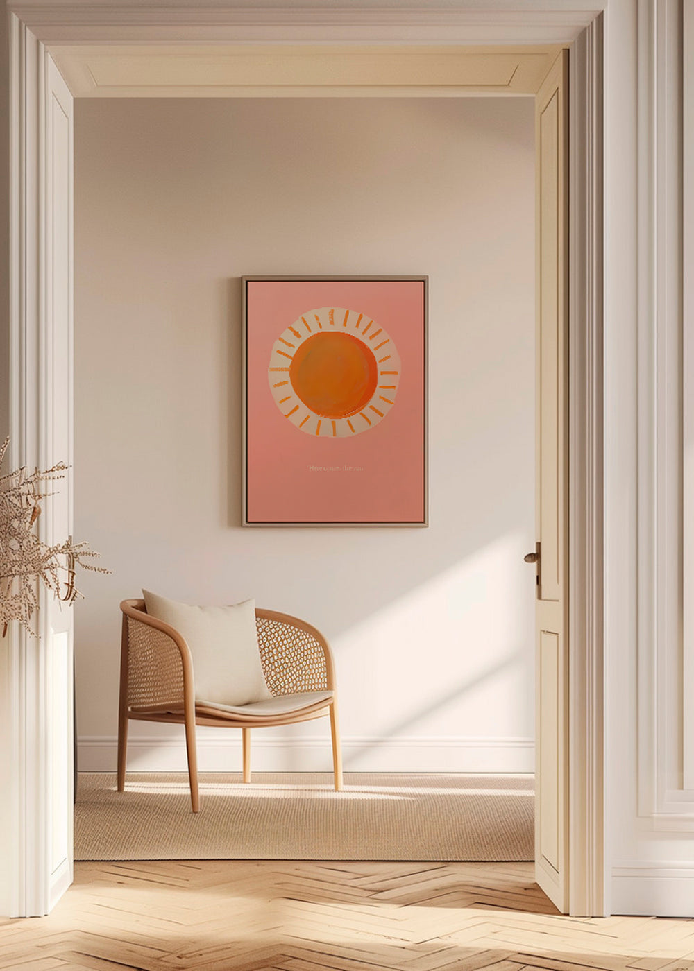 Illustratie zon minimalistisch roze