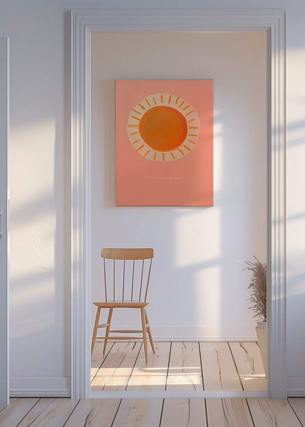Illustratie zon minimalistisch roze