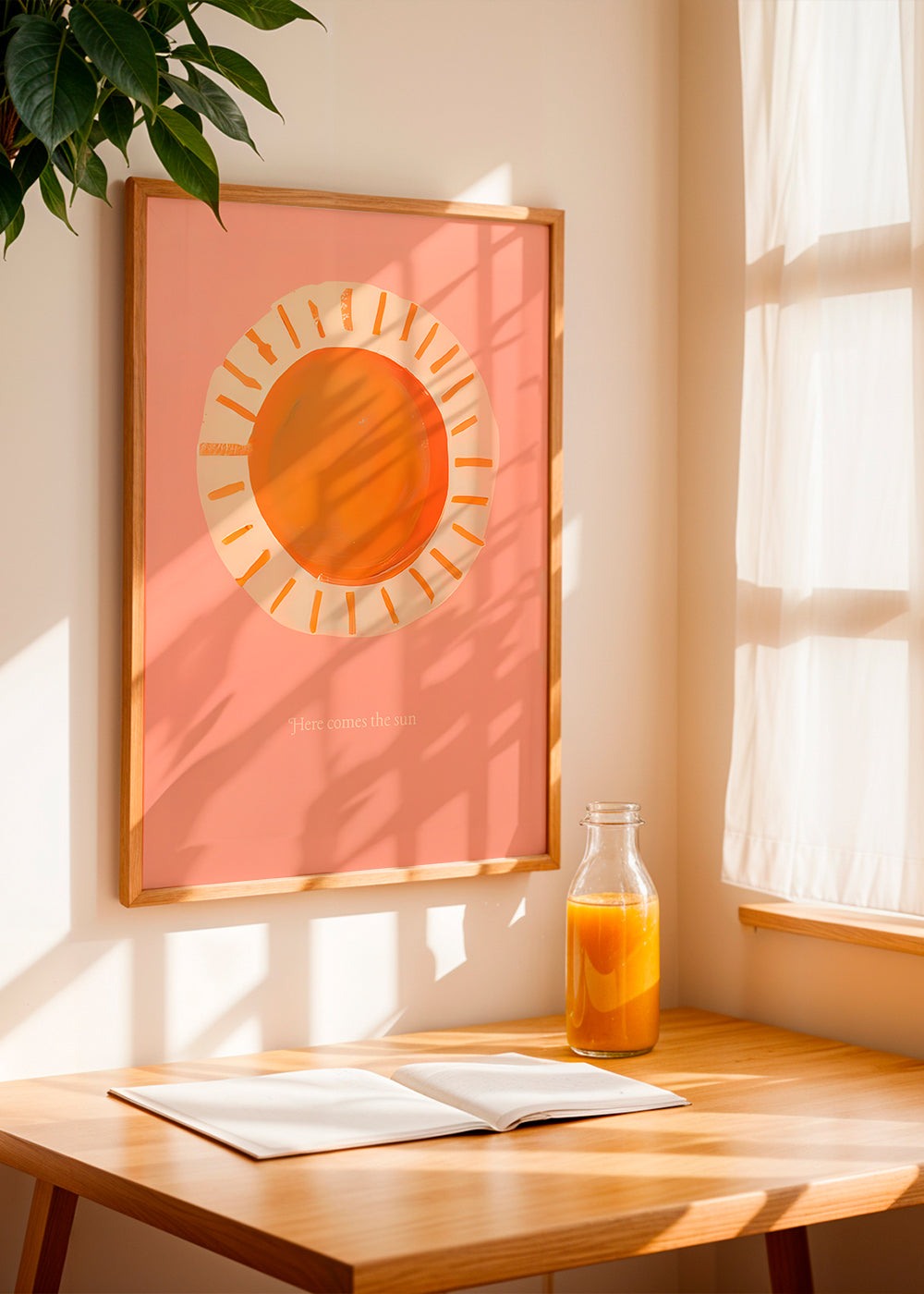Illustratie zon minimalistisch roze