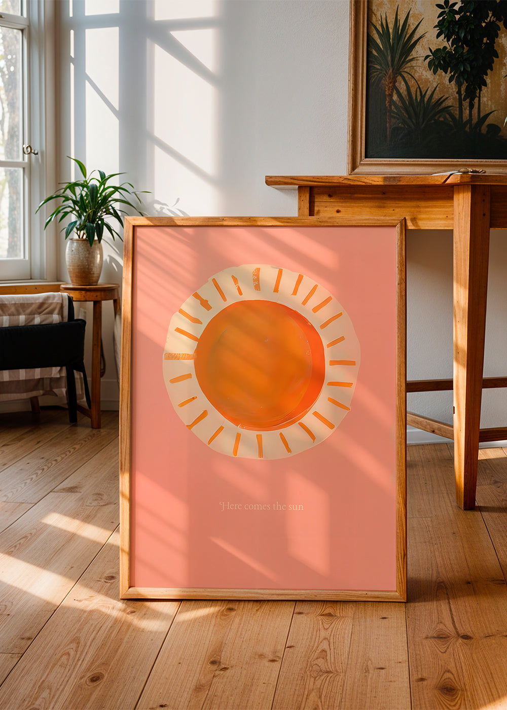 Illustratie zon minimalistisch roze