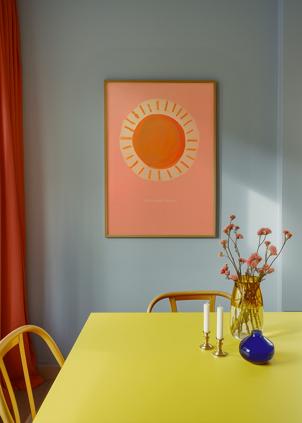 Illustratie zon minimalistisch roze