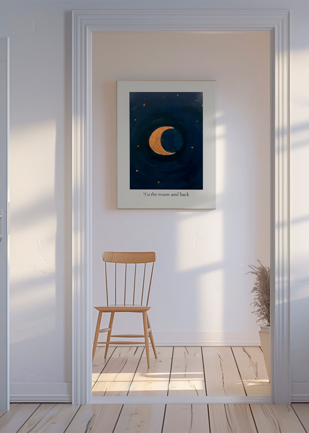 Maanillustratie met gouden halve maan