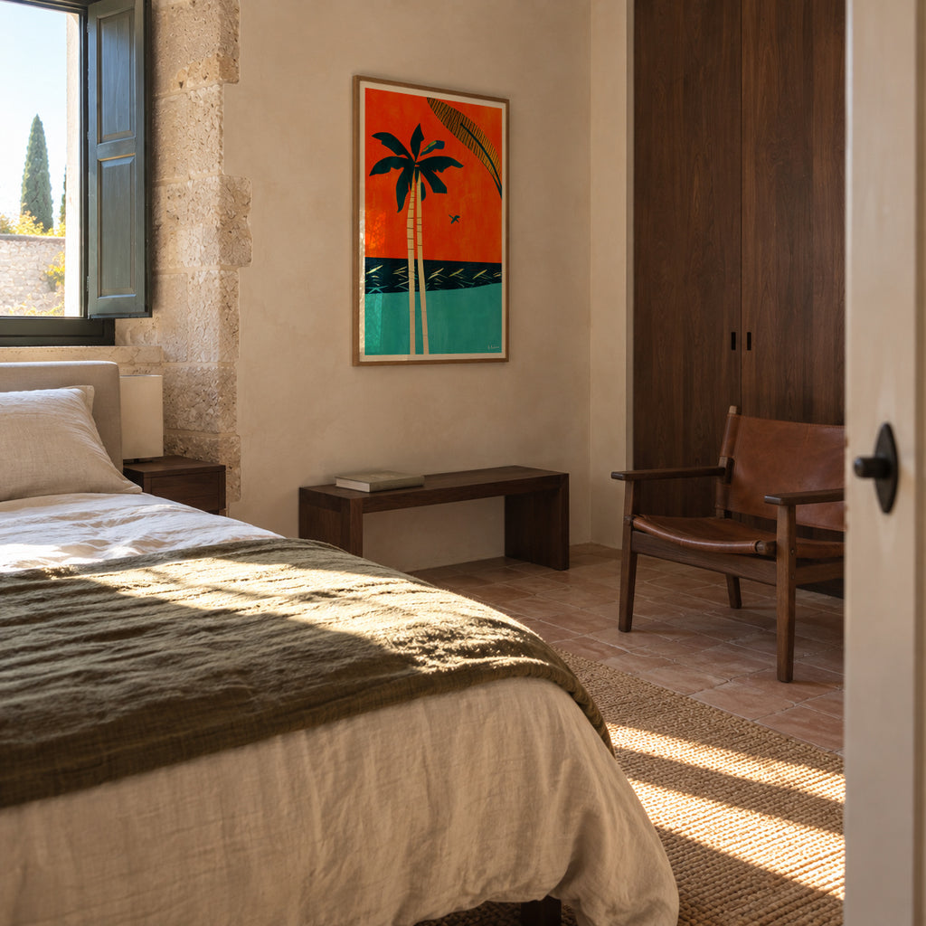 Barbados Sunset - Framed poster in an interior