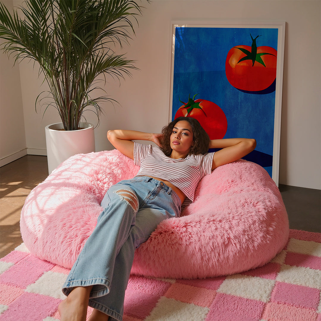 Keuken kunst met tomaten op blauw