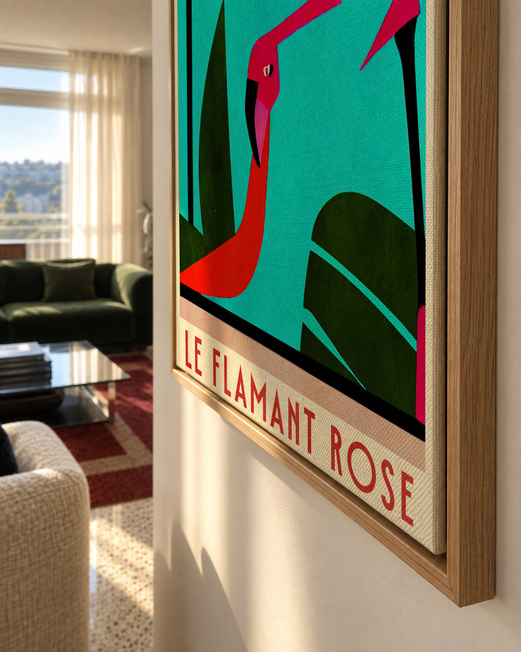 Le Flamant Rose? - Framed canvas detail