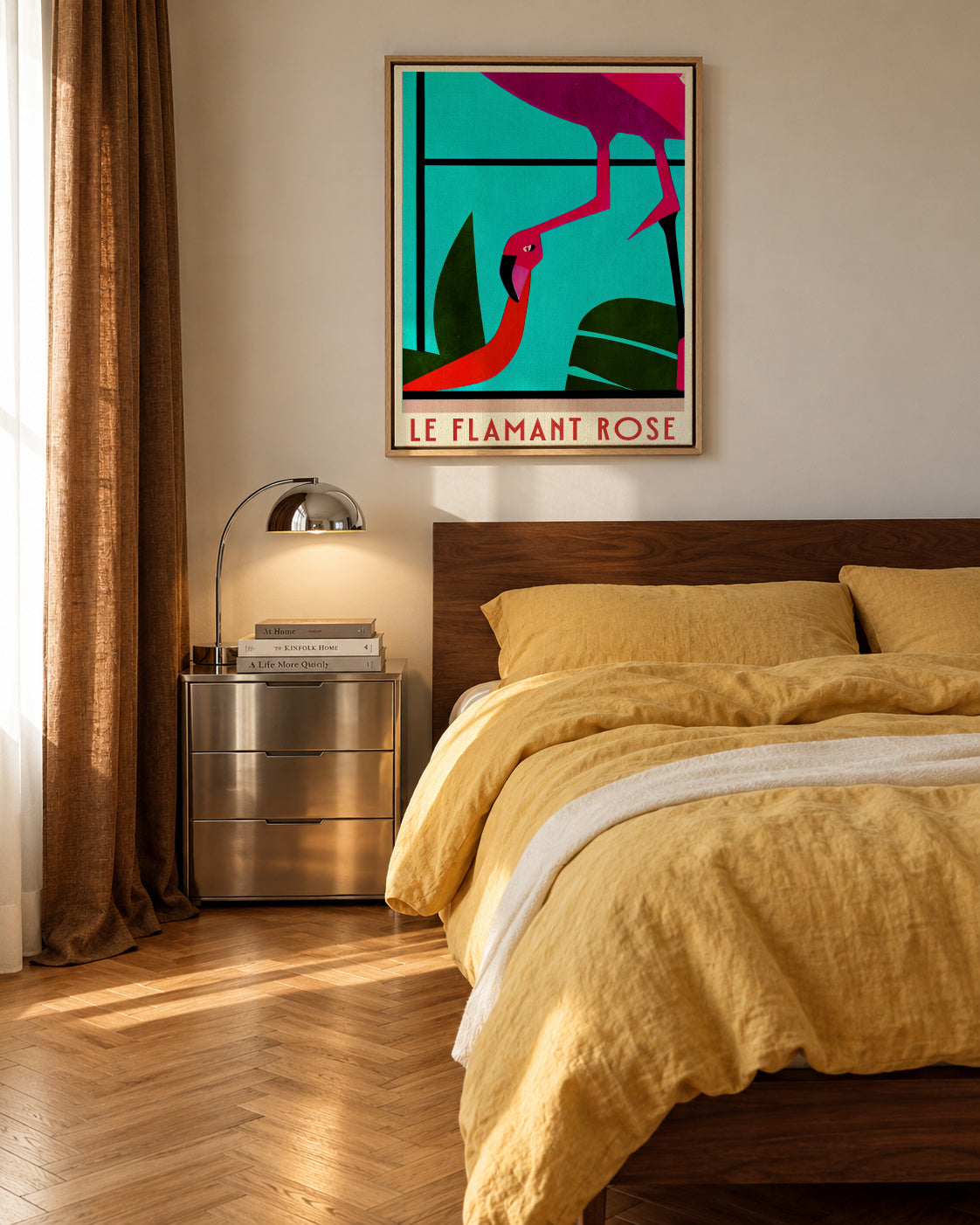 Le Flamant Rose? - Framed canvas in an interior