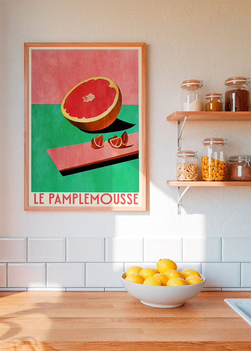 Keuken kunst pompelmoes poster in retrostijl